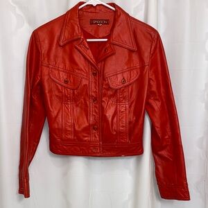 Vintage 80s Sassoon Women's Red Leather Jacket Size 8